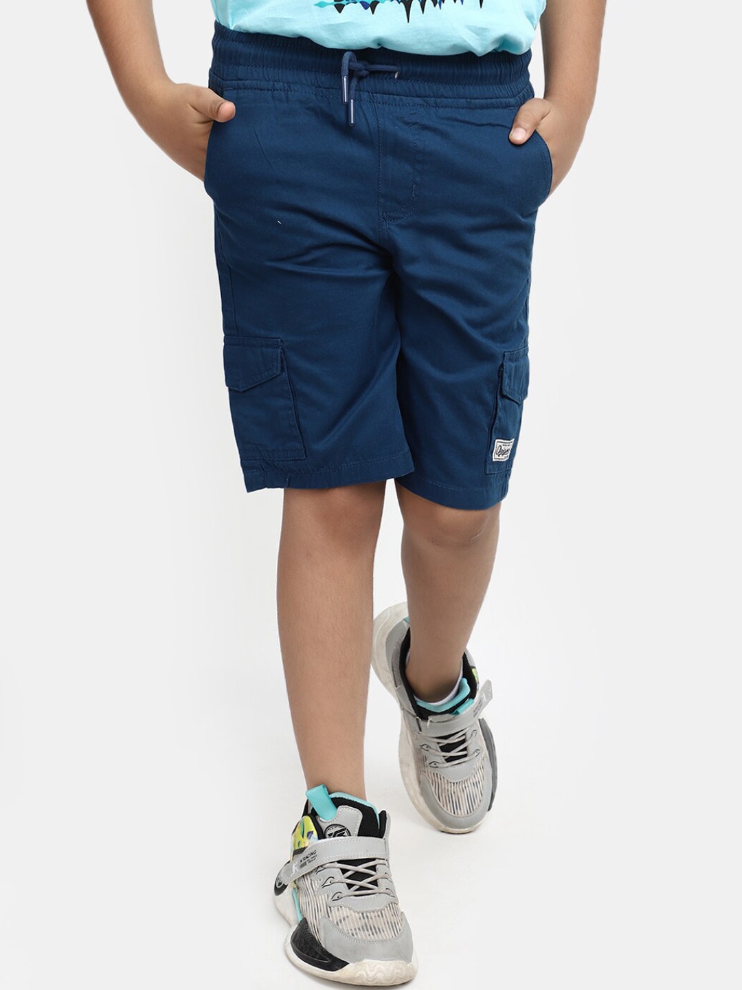 

V-Mart Boys Mid Rise Cotton Cargo Shorts, Navy blue