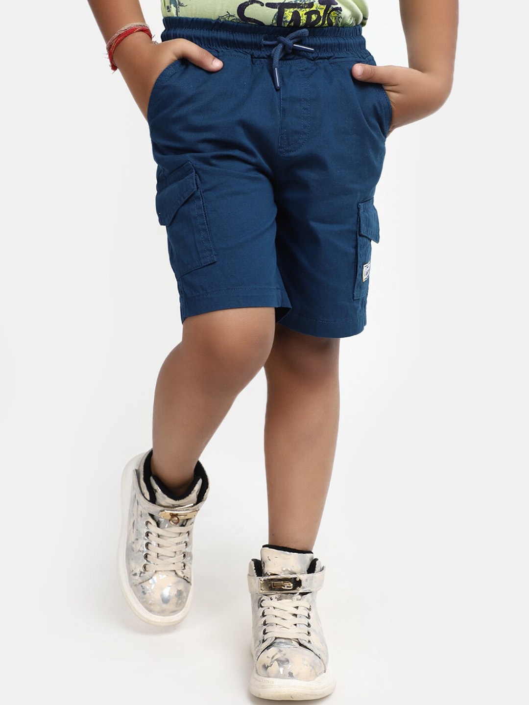 

V-Mart Boys Twill Weave Mid Rise Cotton Shorts, Teal