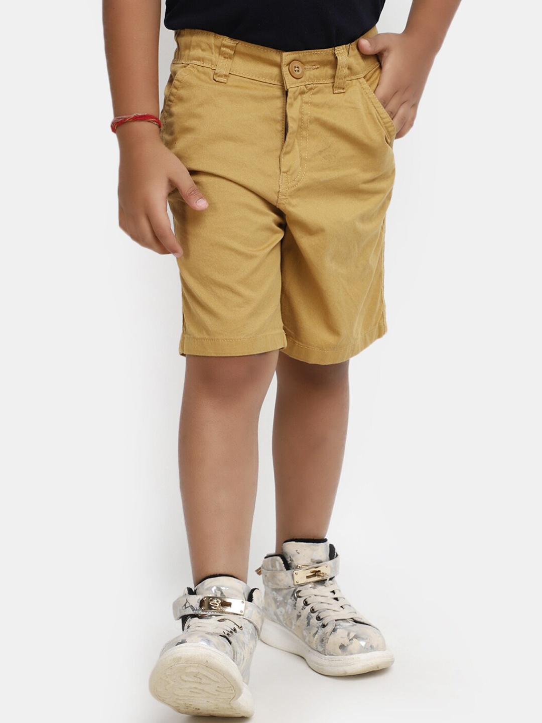 

V-Mart Boys Twill Weave Mid Rise Cotton Shorts, Khaki
