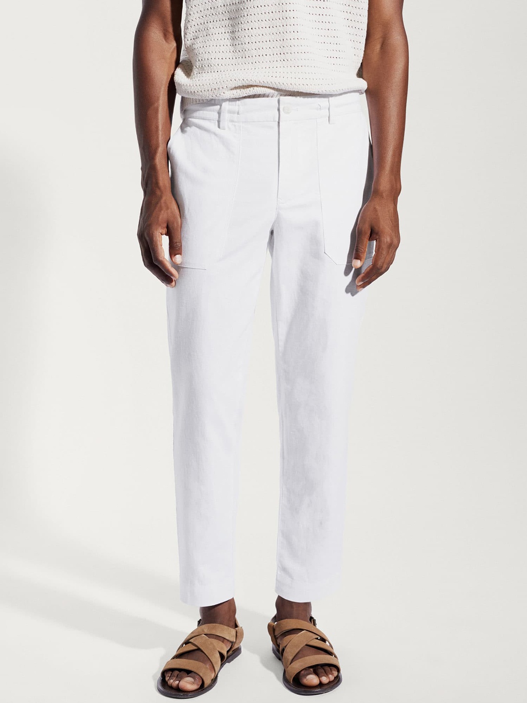 

MANGO MAN Regular Fit Trousers, White