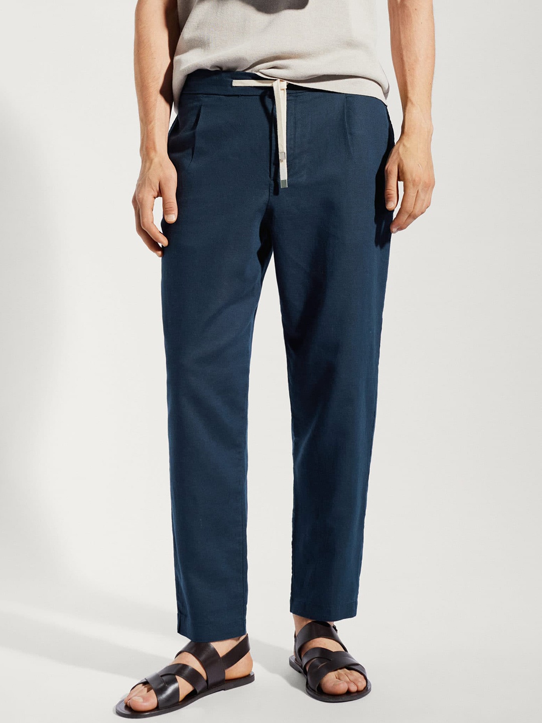 

MANGO MAN Regular Fit Trousers, Navy blue