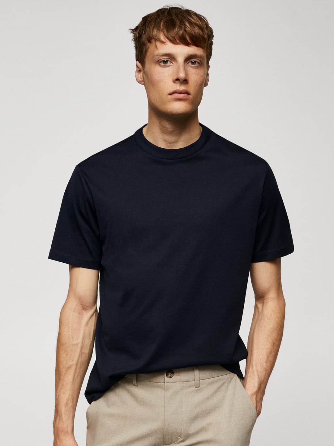 

MANGO MAN Cotton Regular Fit T-shirt, Black