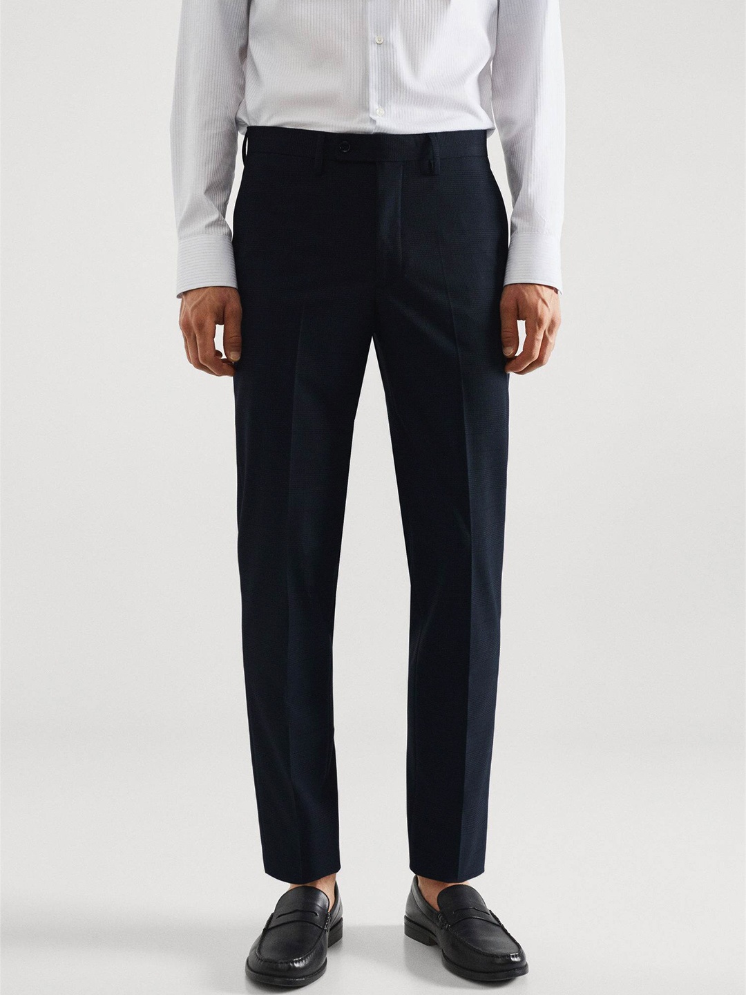 

MANGO MAN Checked Trousers, Navy blue