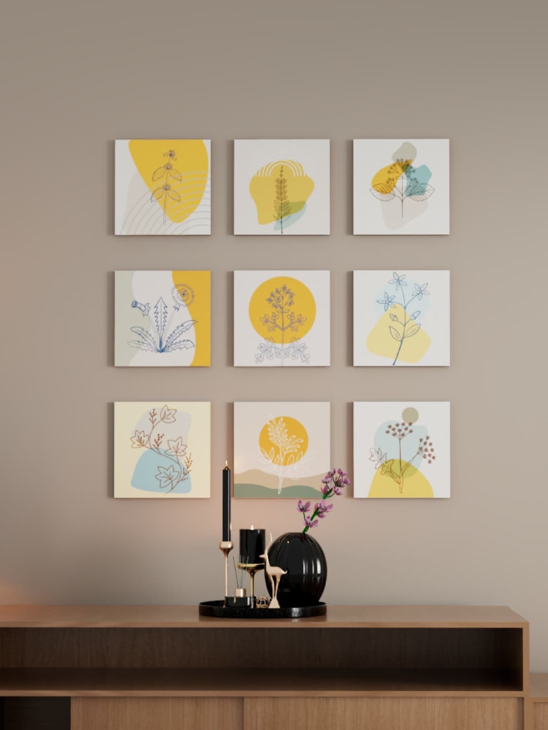 

Art Street Yellow & White 9 Pieces Decorative Wall Art