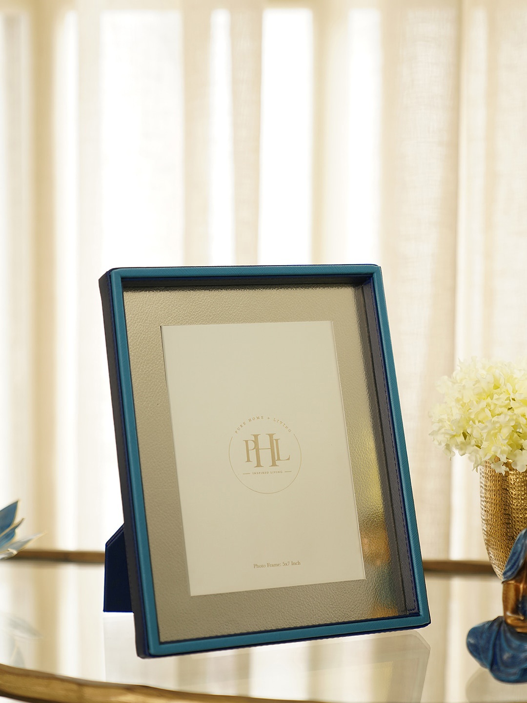 

Pure Home and Living Blue Faux Leather Table Photo Frame