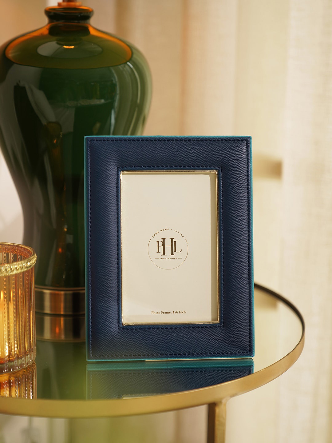 

Pure Home and Living Blue Faux Leather Photo Frame