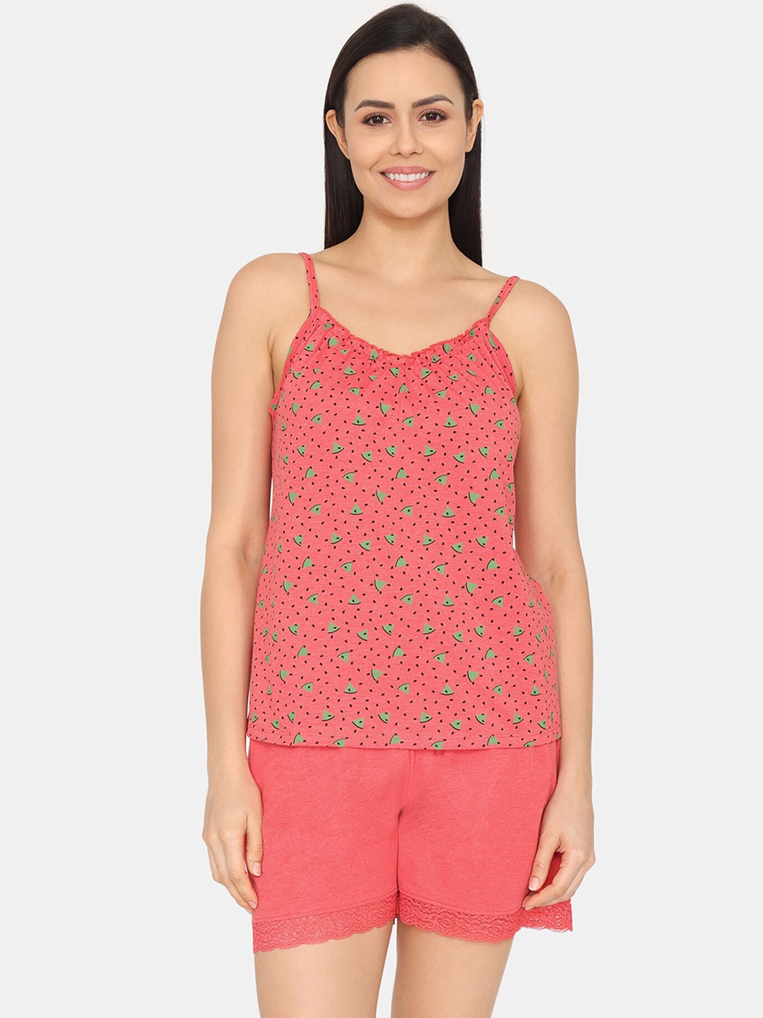 

Rosaline by Zivame Conversational Print Pure Cotton Night Suit, Red
