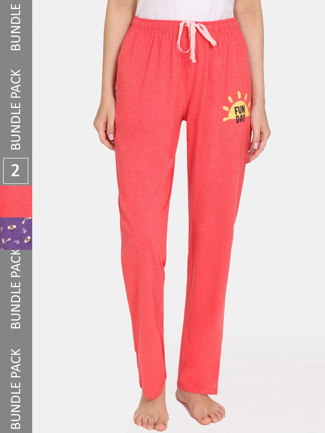 

Rosaline by Zivame Pack Of 2 Lounge Pants, Red