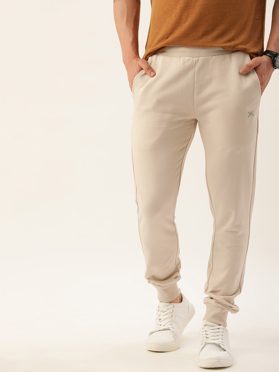 

Kook N Keech Men Slim Fit Pure Cotton Joggers, Off white
