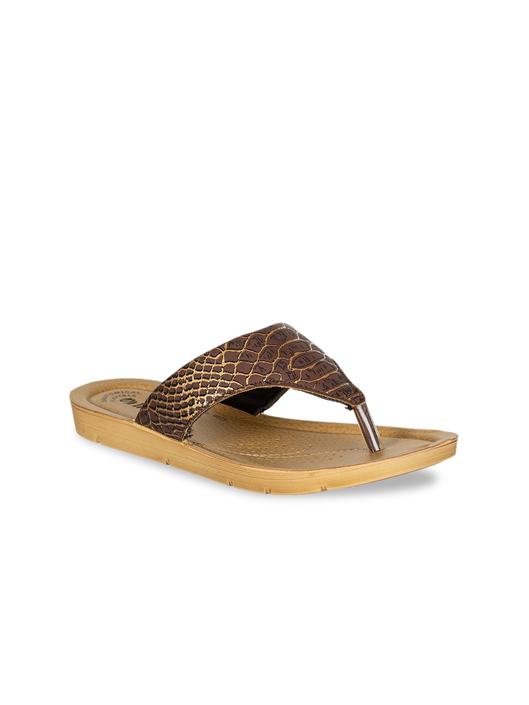 

Inblu Textured Lightweight Anti-Skid Slip-On Open Toe Flats, Brown