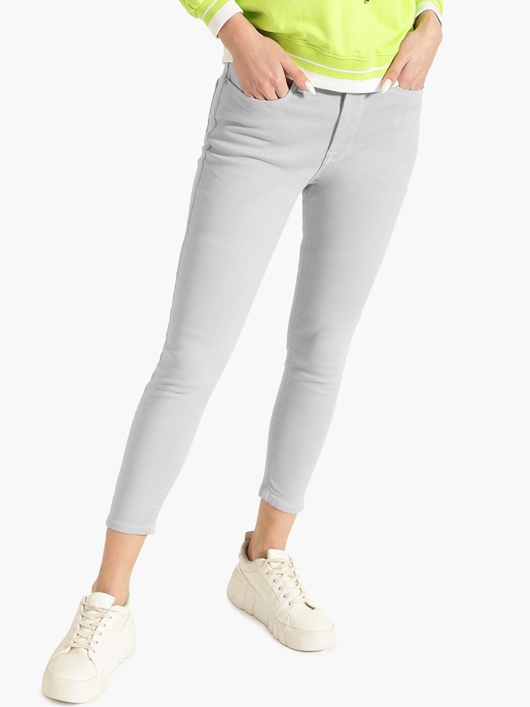 

Virgio Women Skinny Fit Clean Look Jeans, Grey