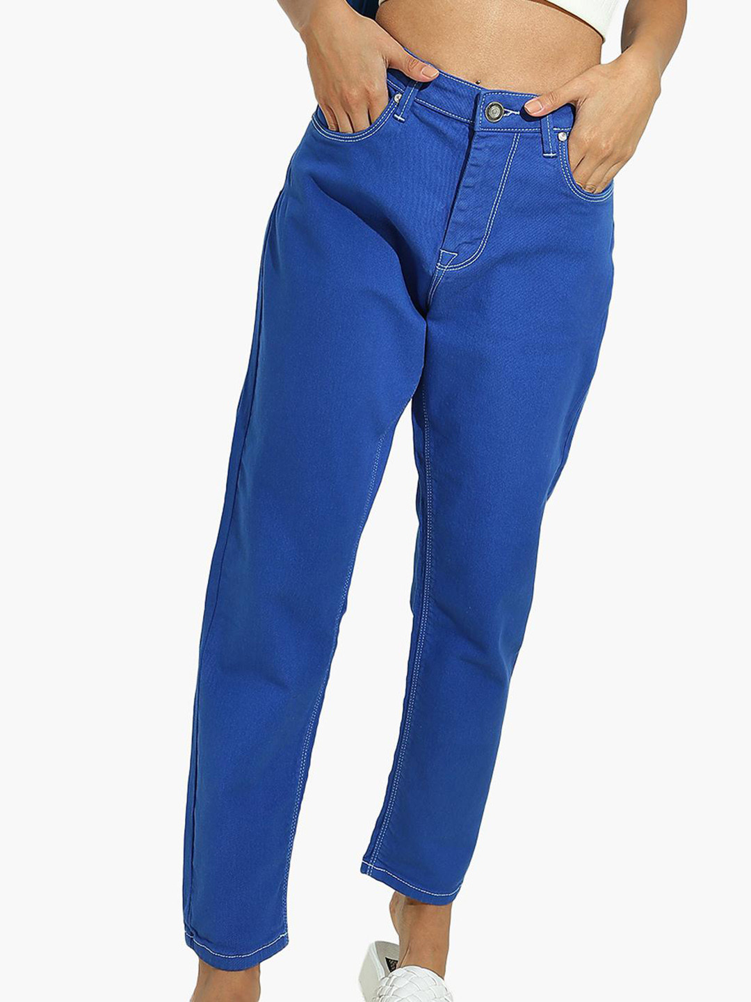 

Virgio Women Boyfriend Fit High-Rise Jeans, Blue