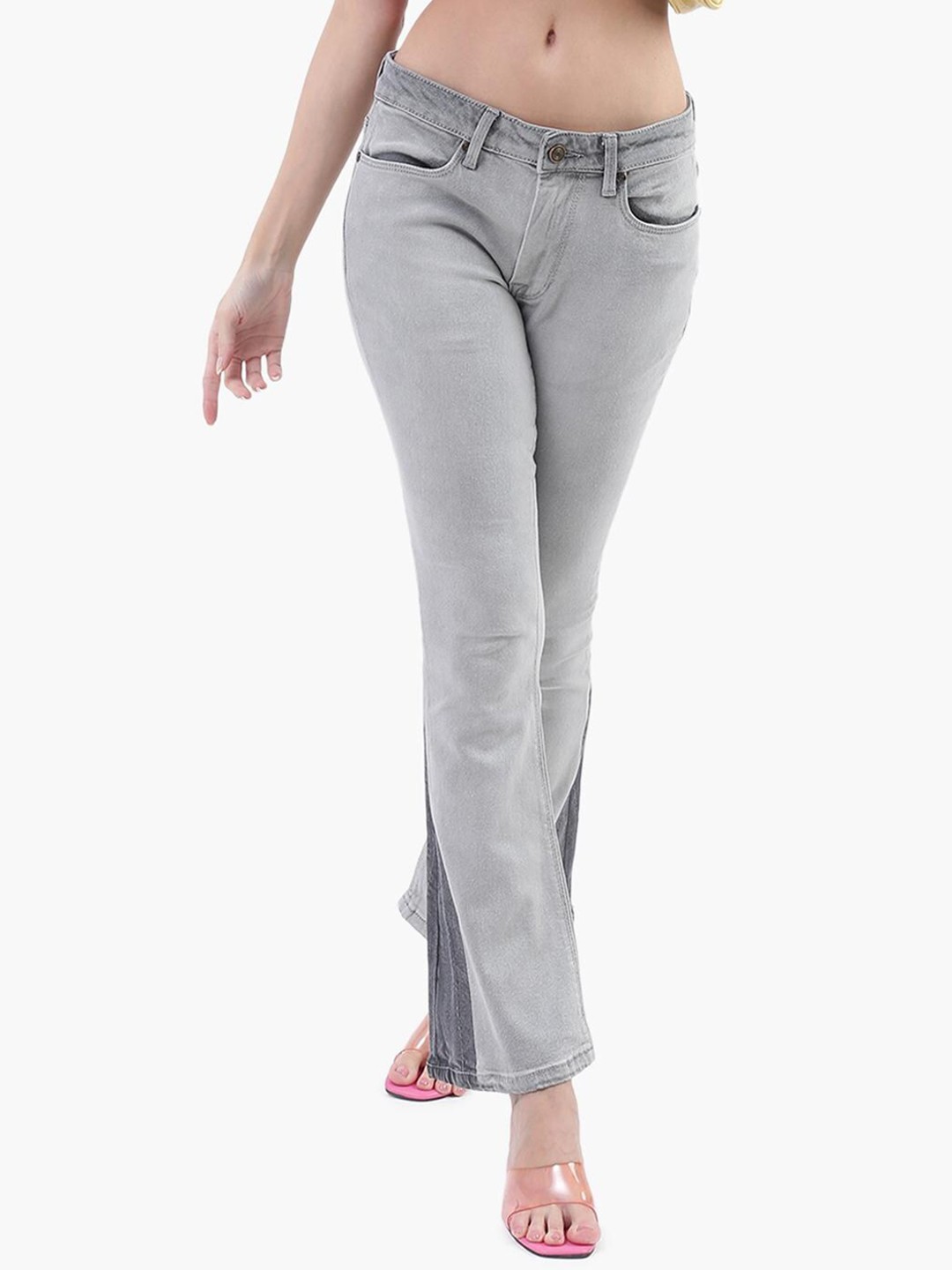 

Virgio Women Low-Rise Clean Look Bootcut Jeans, Grey