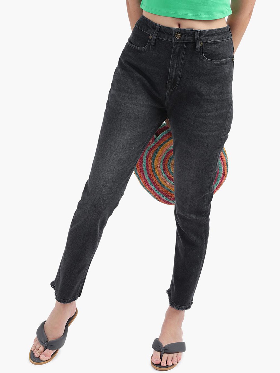 

Virgio Women Slim Fit High-Rise Clean Look Jeans, Black