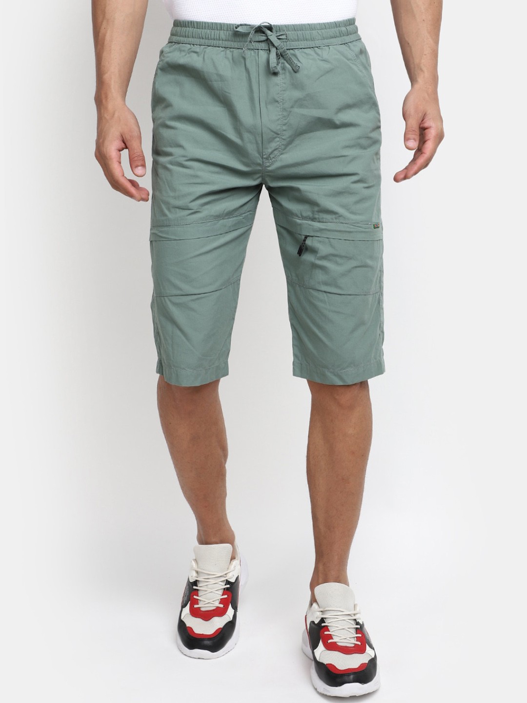 

V-Mart Men Mid Rise Cotton Shorts, Green