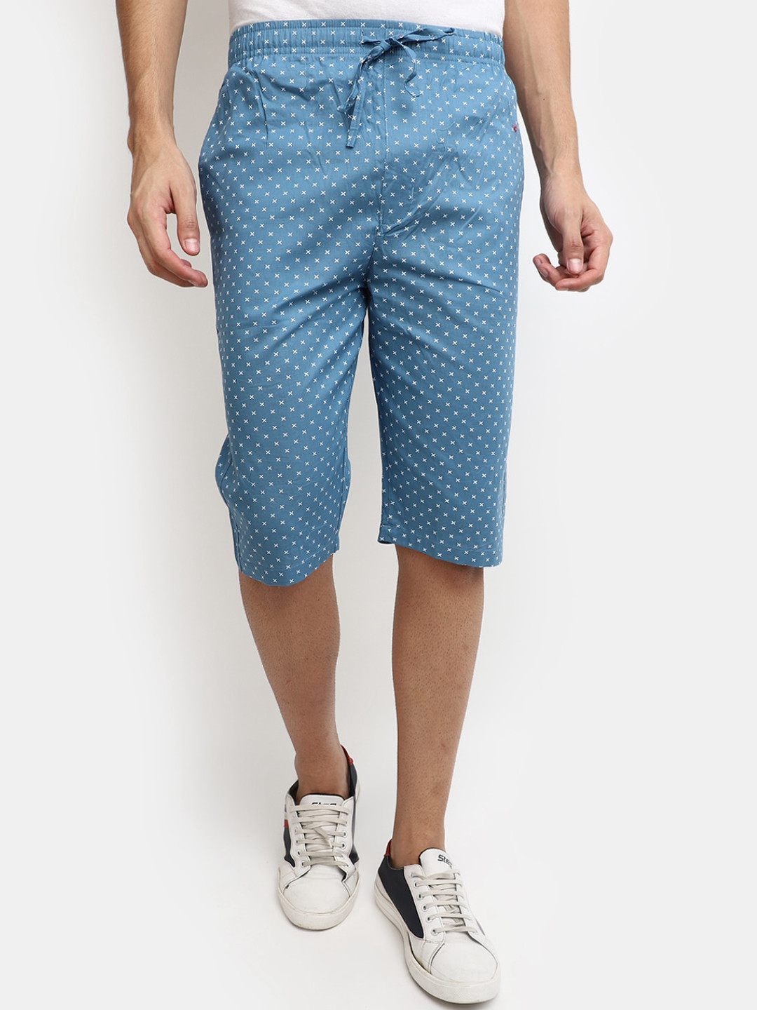 

V-Mart Men Mid Rise Conversational Printed Cotton Shorts, Blue