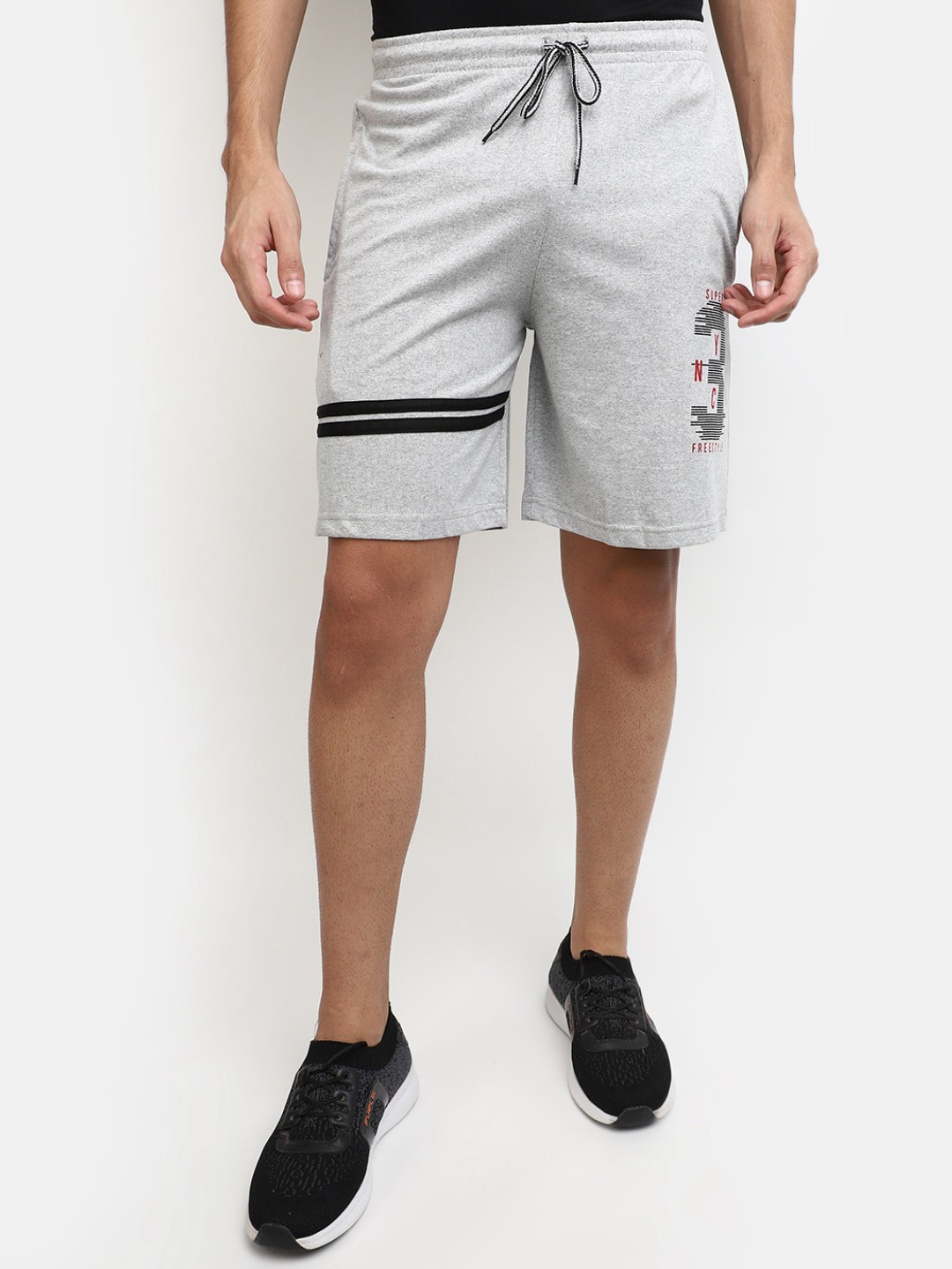 

V-Mart Men Printed Cotton Shorts, Grey