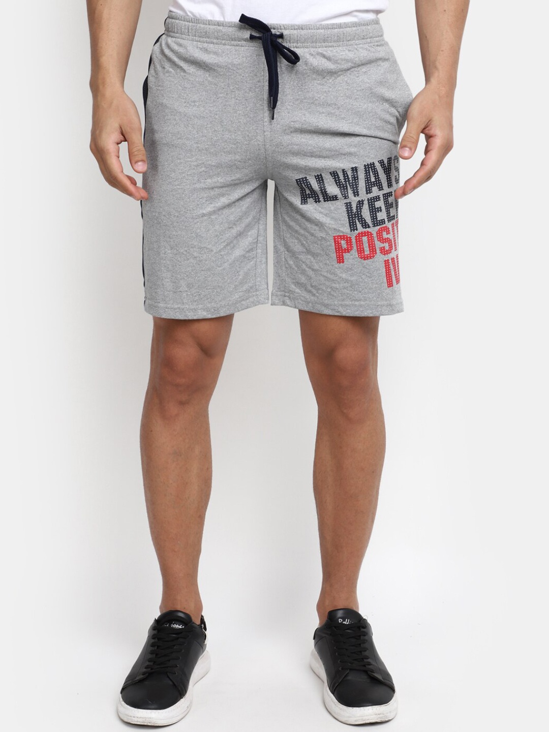 

V-Mart Men Printed Cotton Sports Shorts, Grey