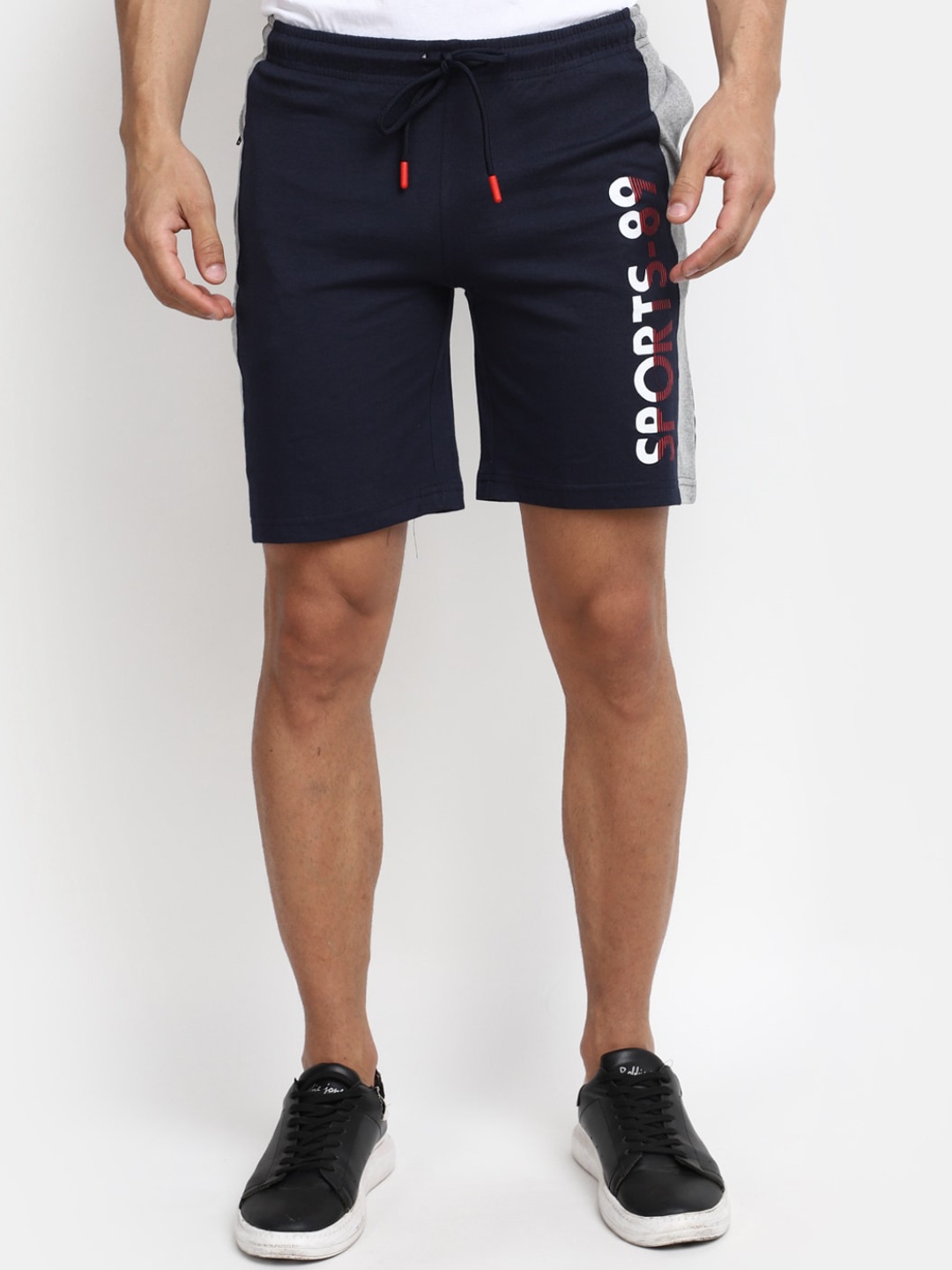 

V-Mart Men Printed Cotton Regular Shorts, Navy blue