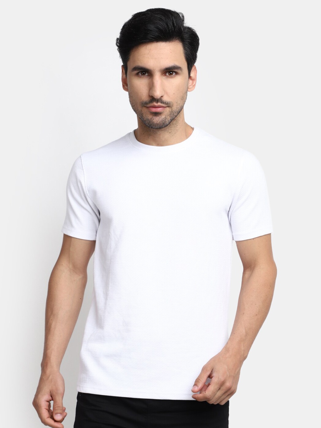 

V-Mart Round Neck Cotton Regular T-shirt, White