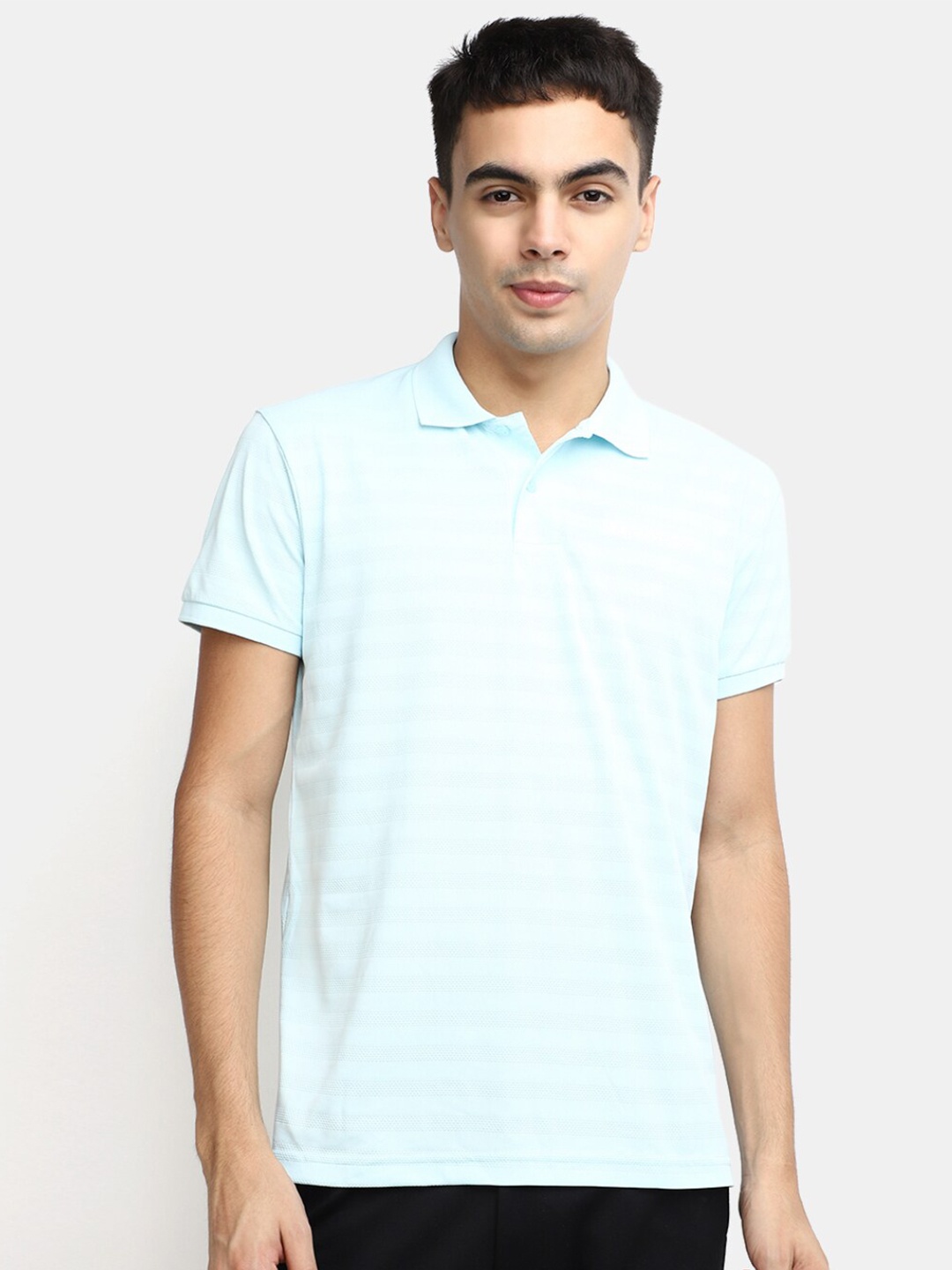 

V-Mart Striped Polo Collar Cotton Slim Fit T-shirt, Blue