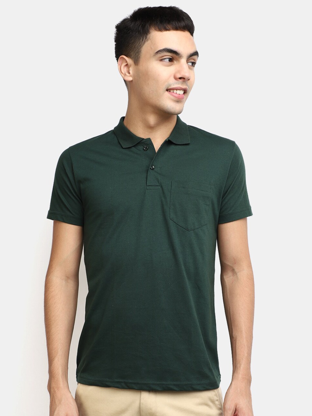 

V-Mart Polo Collar Slim Fit Cotton Casual T-shirt, Green
