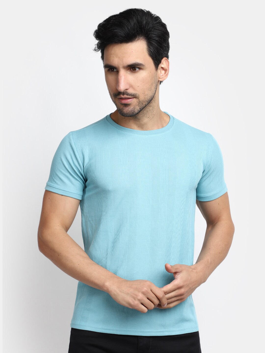

V-Mart Round Neck Slim Fit Cotton T-shirt, Green