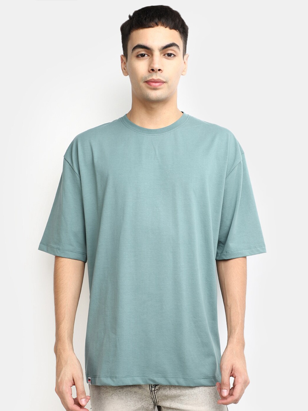 

V-Mart Round Neck Cotton Casual T-shirt, Green