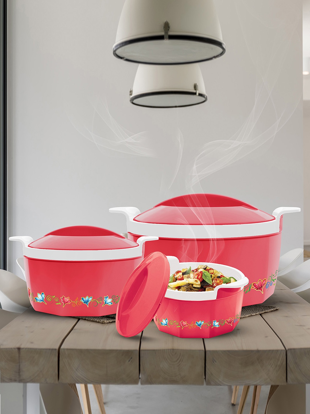 

Milton Elegance Jr. 3-Pieces Red Inner Steel Casseroles 395 ml 750 ml 1.35 L