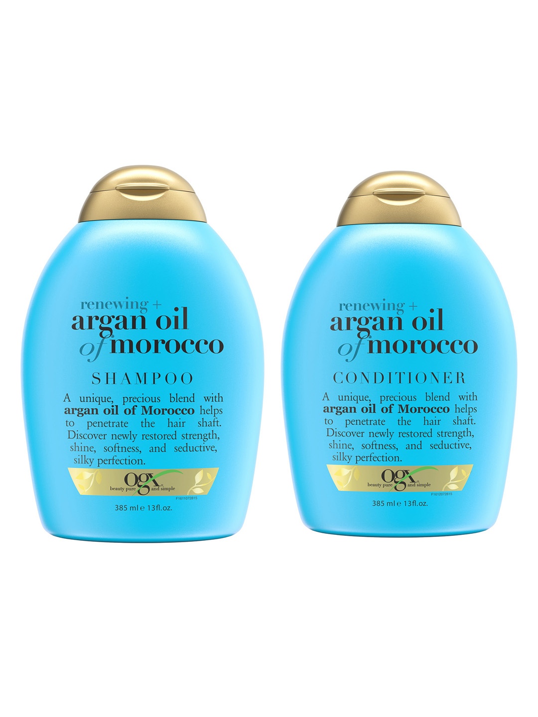 

OGX Set of Renewing Argan Oil of Morocco Shampoo + Conditioner 385 ml Each, Blue