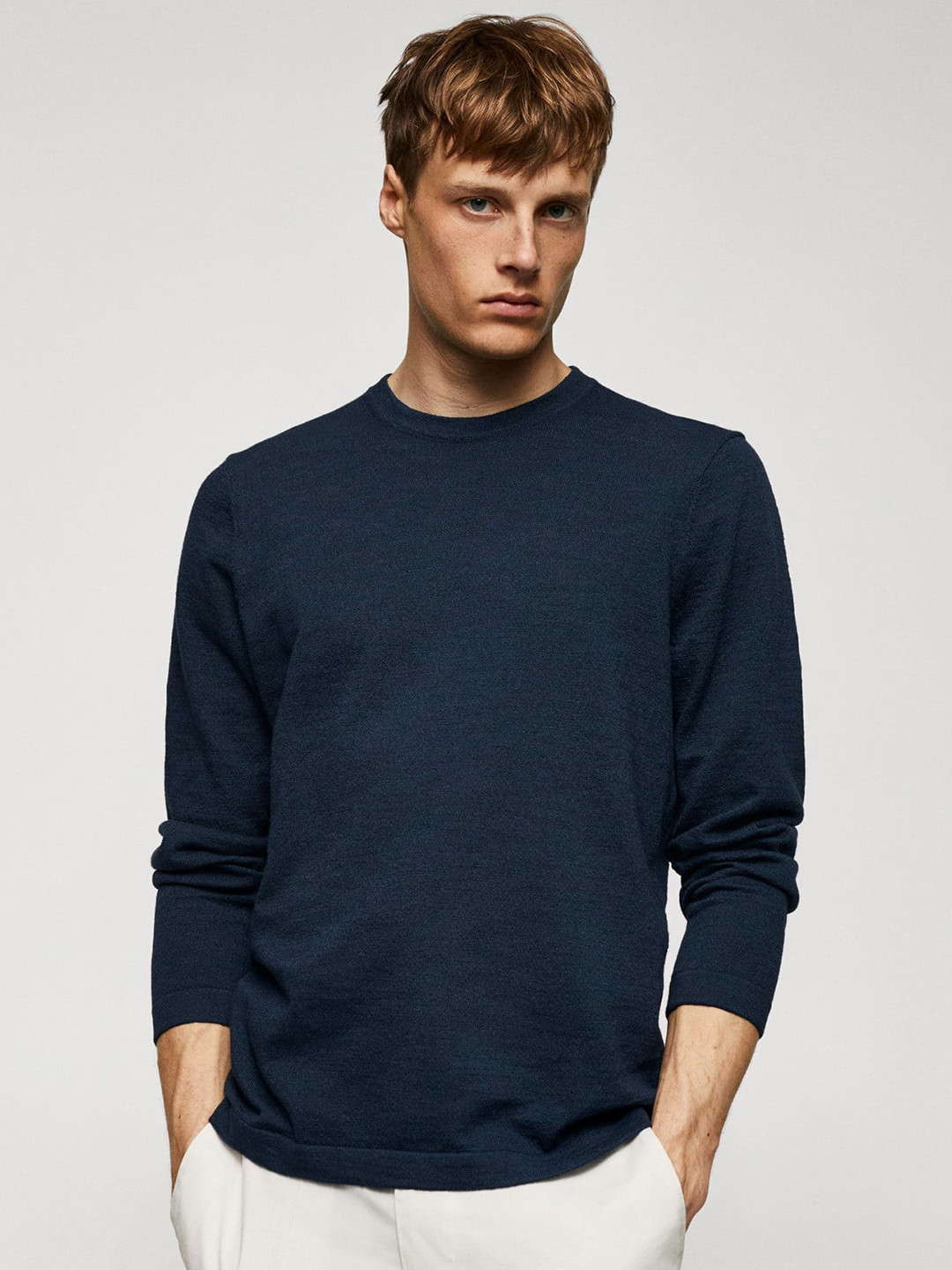 

MANGO MAN Round Neck T-shirt, Navy blue