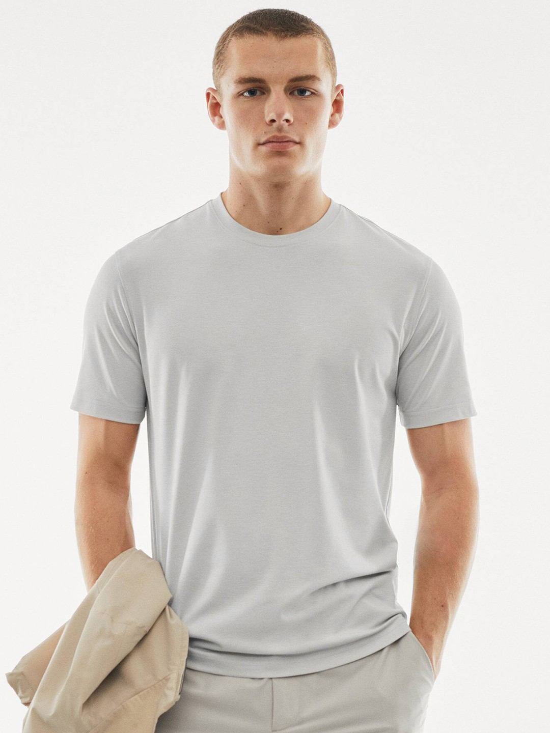 

MANGO MAN Round Neck T-shirt, Grey