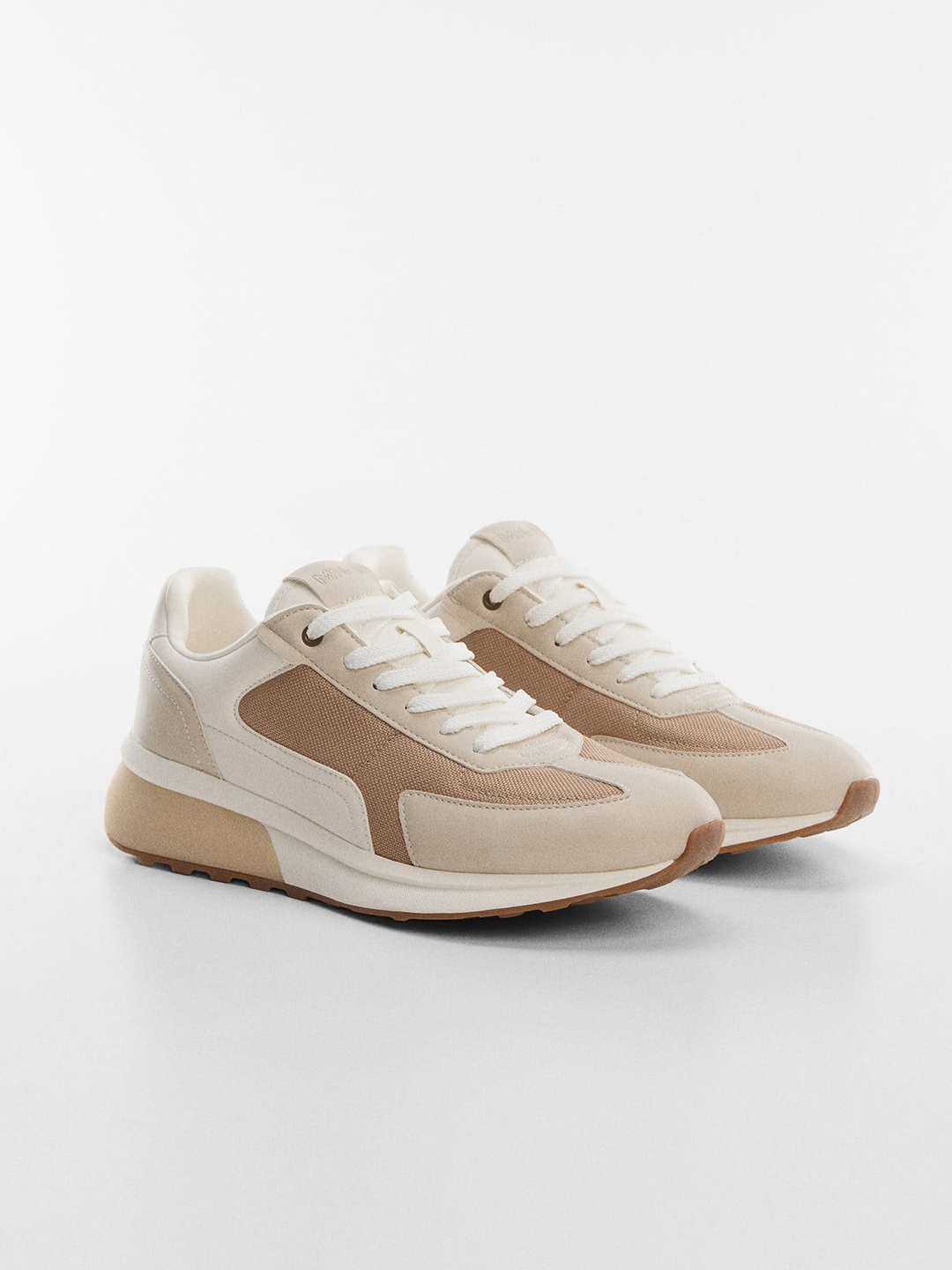 

MANGO MAN Colourblocked Everyday Sneakers, Cream