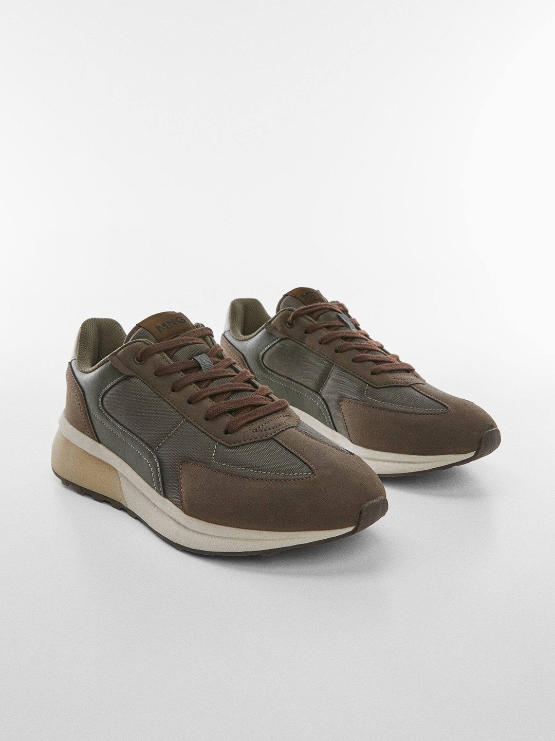 

MANGO MAN Men Colourblocked Everyday Sneakers, Grey