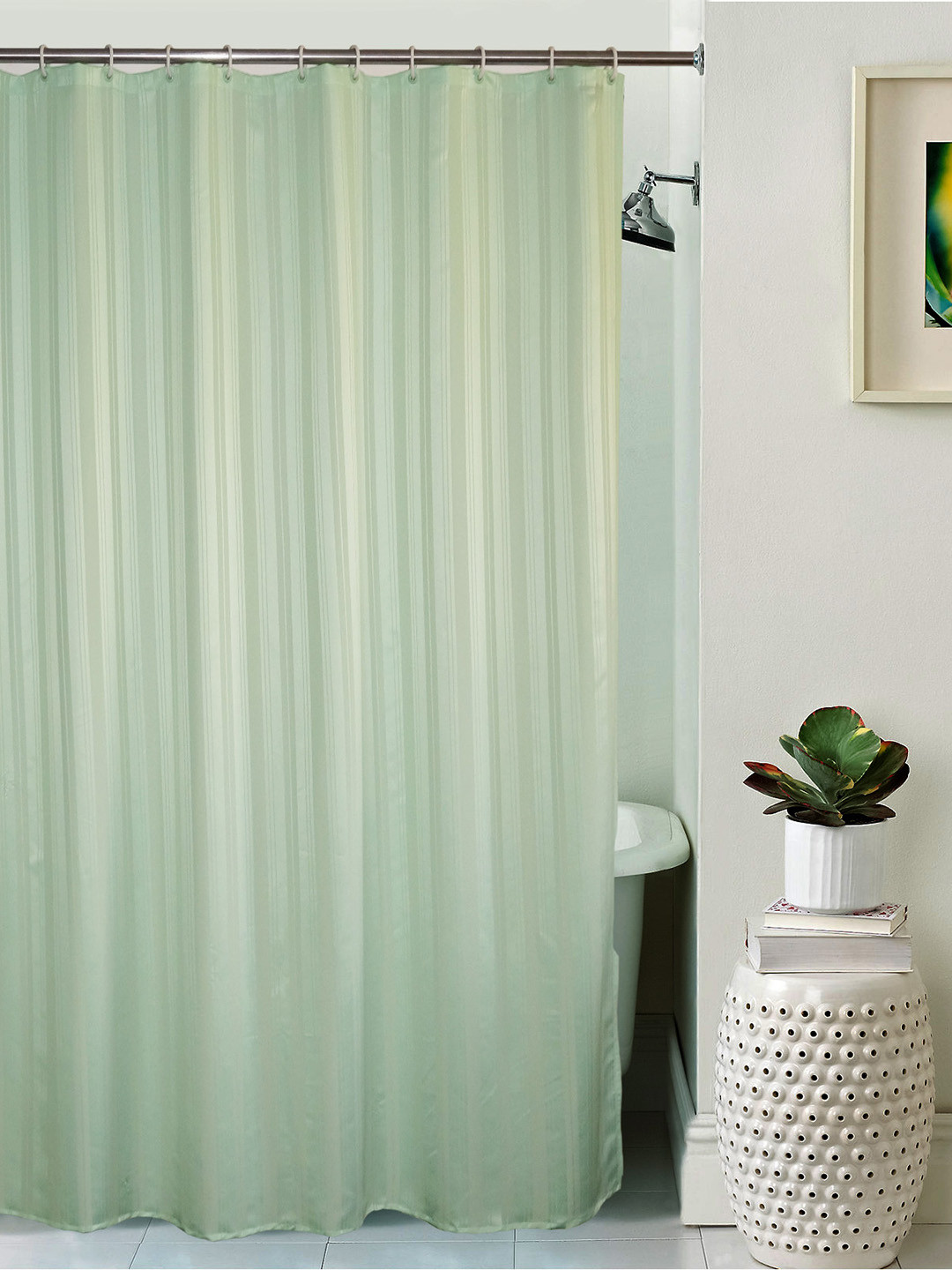 

Lushomes Unidyed Light Green Polyester Shower Curtain with Eyelets