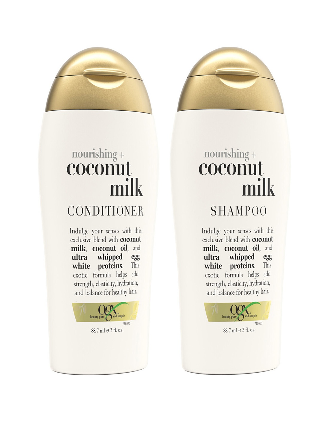 

OGX Set of Nourishing Coconut Milk Shampoo & Conditioner - 88.7 ml each, White