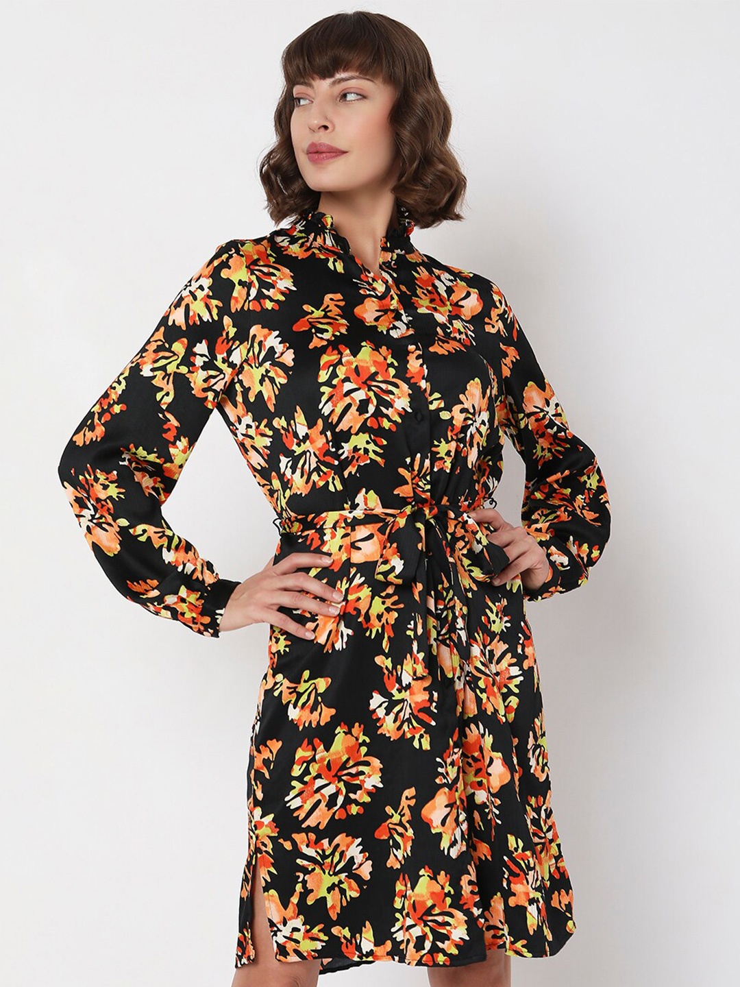 

Vero Moda Floral Printed Ruffled Wrap Dress, Black