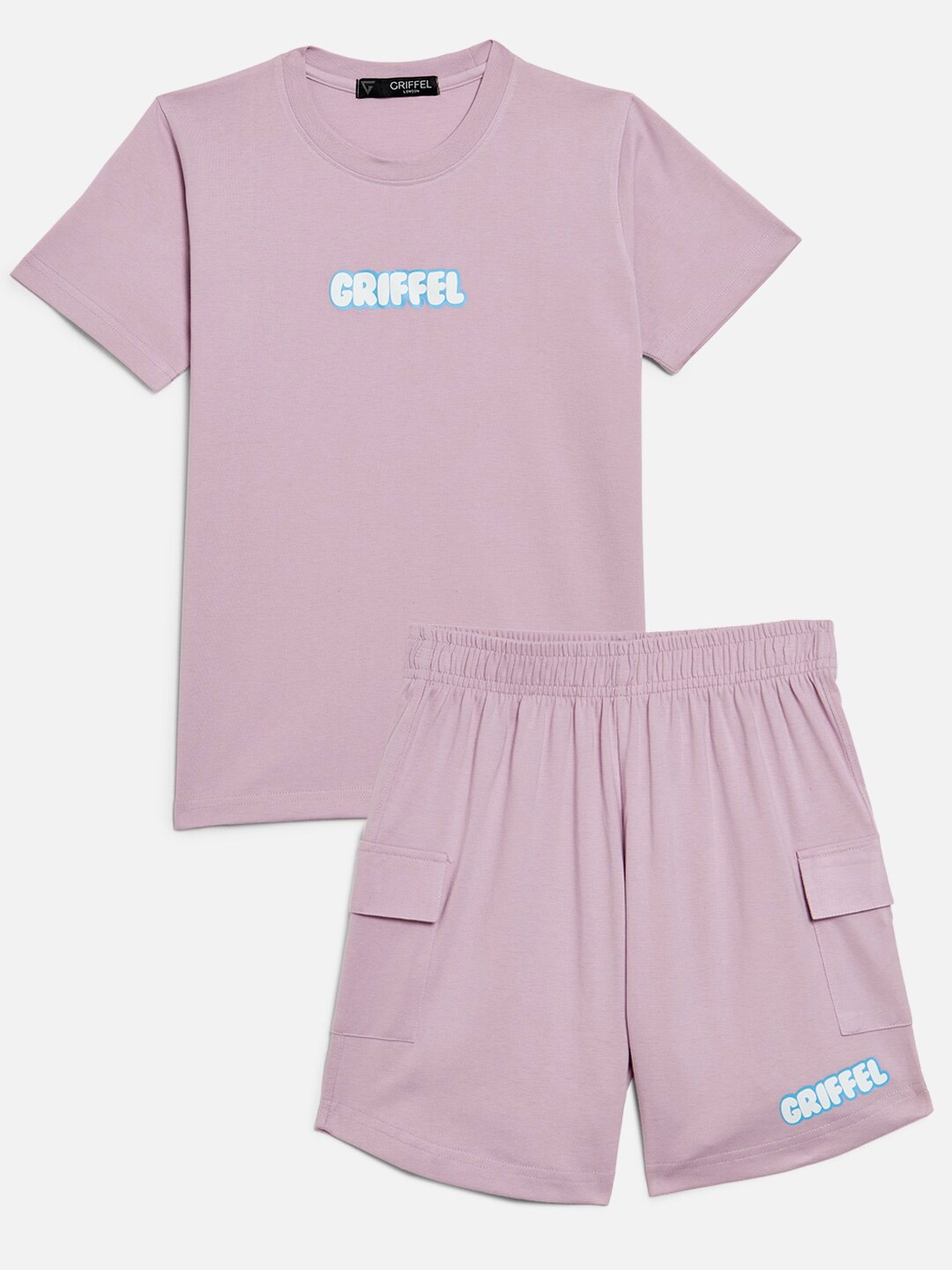 

GRIFFEL Boys Printed T-shirt with Shorts, Purple