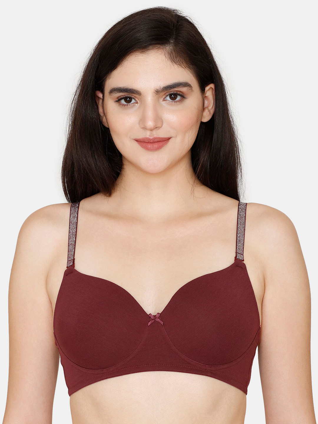 

Zivame Half Coverage Lightly Padded Bra, Maroon