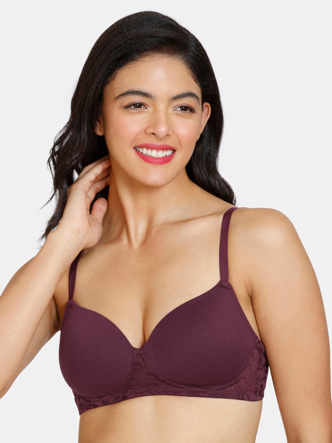 

Zivame Half Coverage Lightly Padded T-shirt Bra With All Day Comfort, Purple