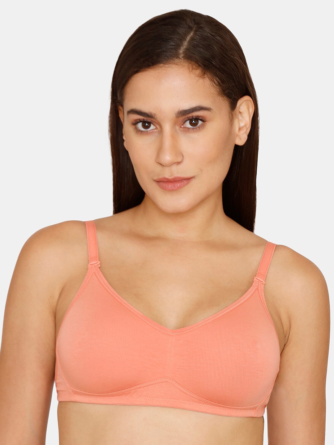 

Zivame Half Coverage Lightly Padded Pure Cotton T-shirt Bra With All Day Comfort, Pink