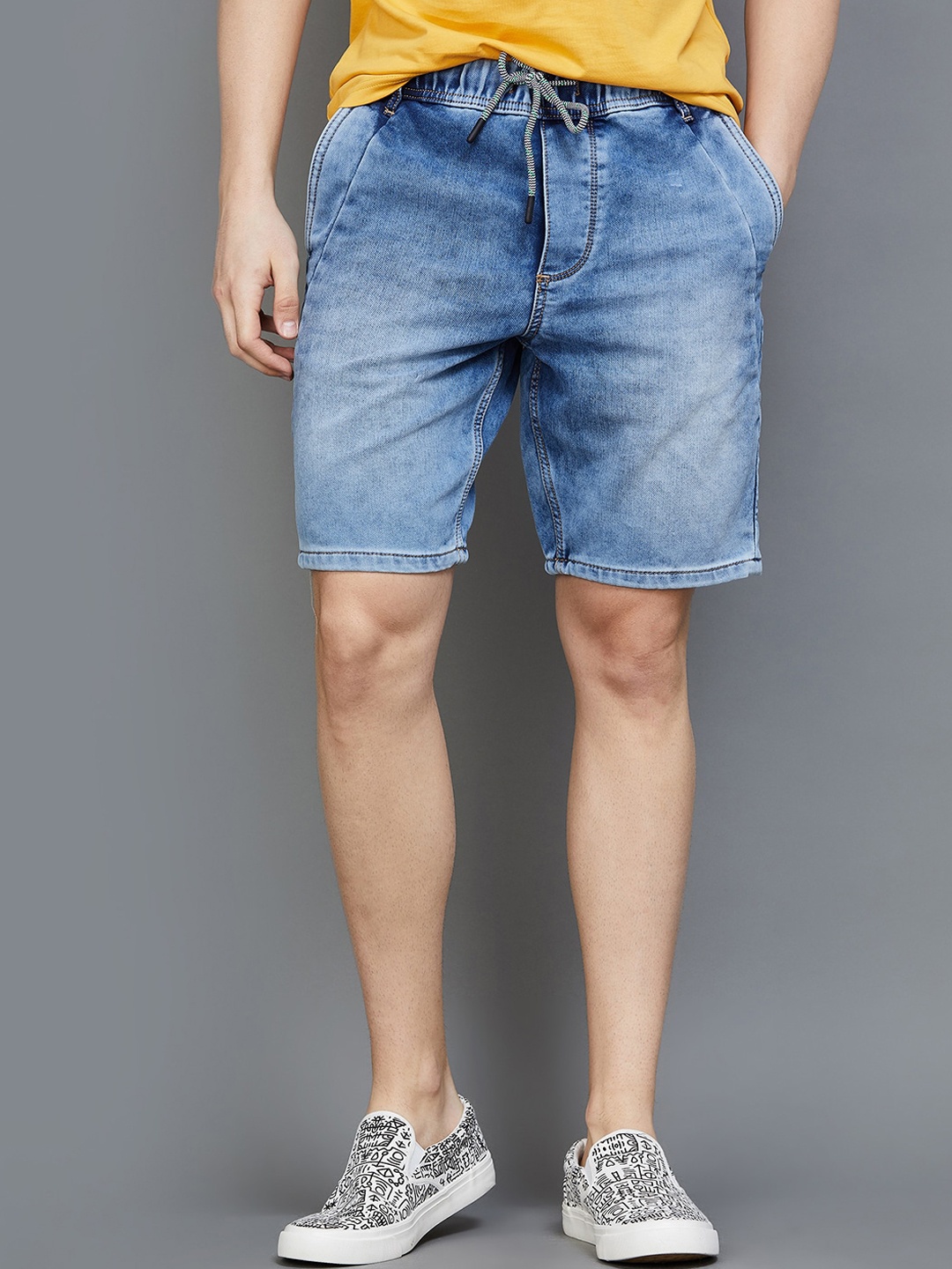 

Bossini Men Washed Cotton Denim Shorts, Blue