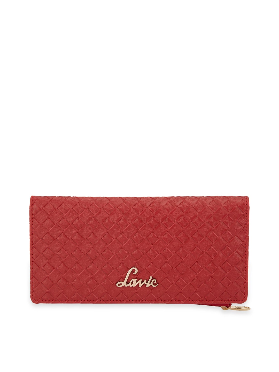 

Lavie Women Geometric Textured Two Fold Wallet, Red