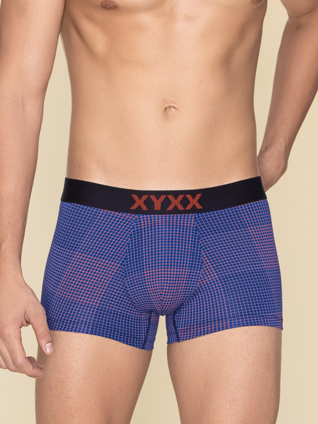 

XYXX Checked Mid-Rise Trunks XYTRNK188, Blue