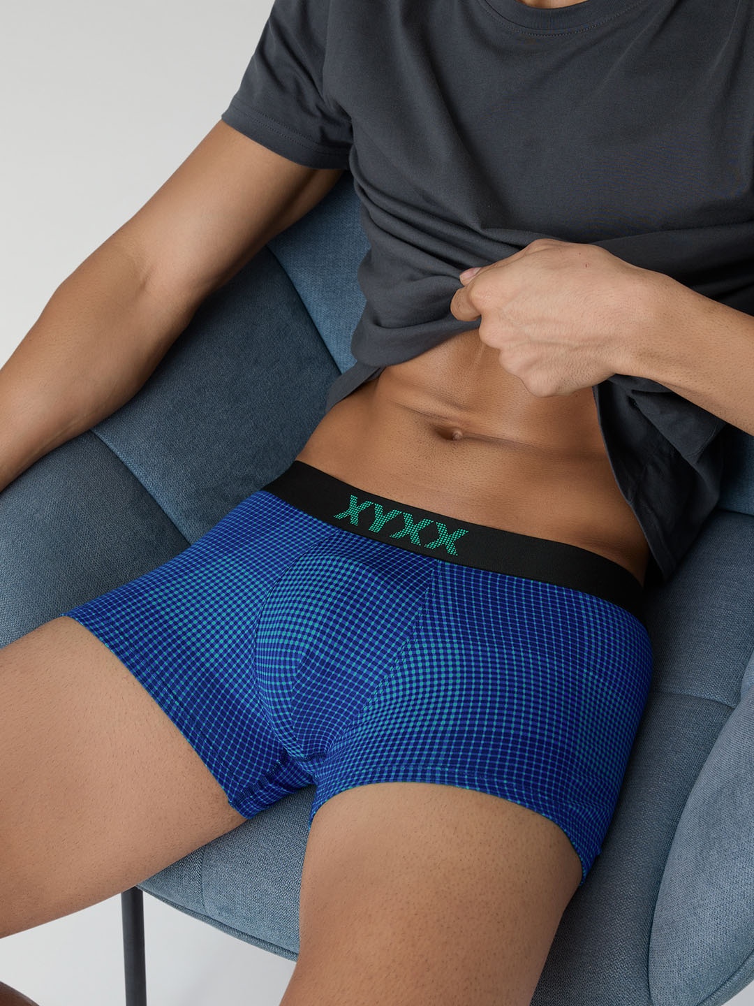 

XYXX Checked Breathable Trunks XYTRNK186, Blue