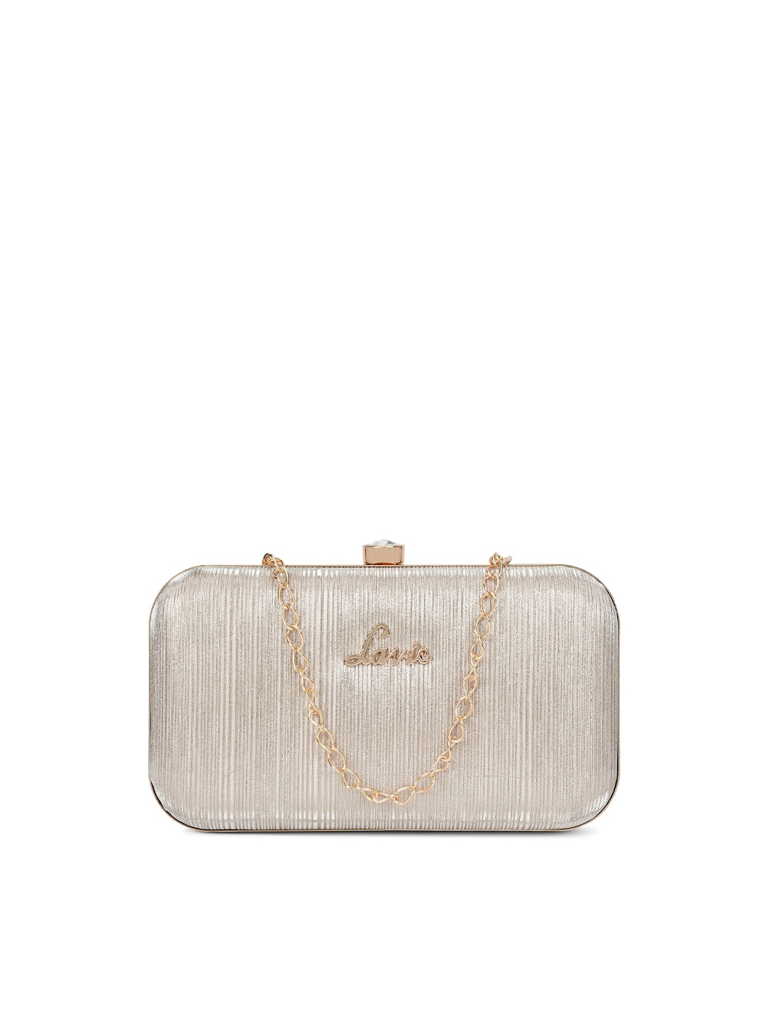 

Lavie Striped Box Clutch, Gold