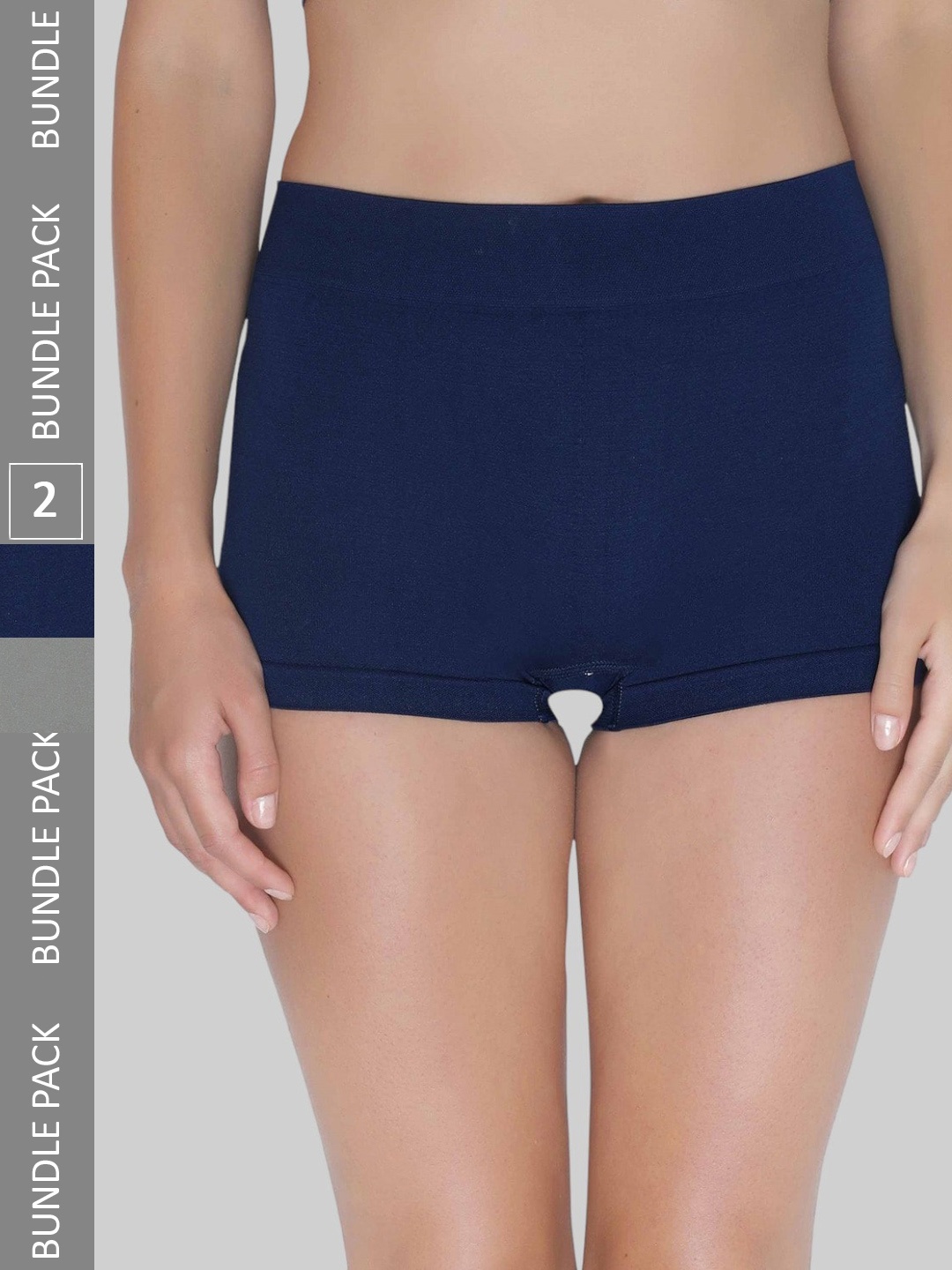 

PLUMBURY Pack of 2 Seamless Anti Microbial Boy Shorts Briefs, Navy blue