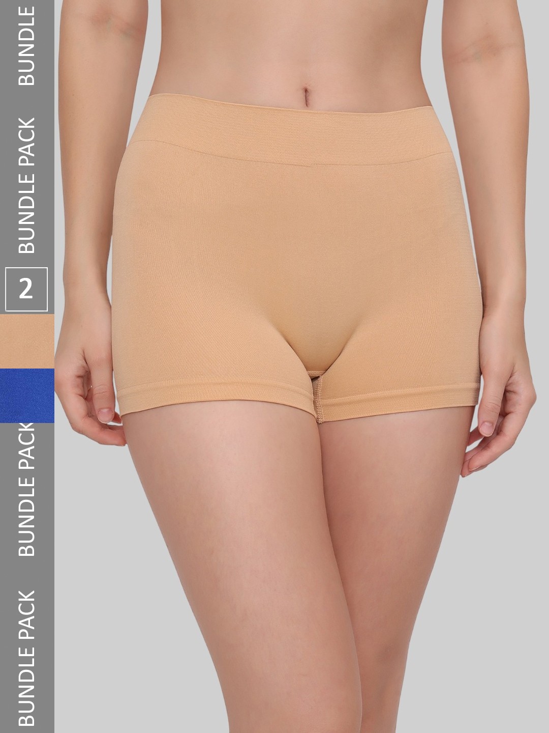 

PLUMBURY Women Pack Of 2 Anti Microbial Seamless Boy Shorts, Blue