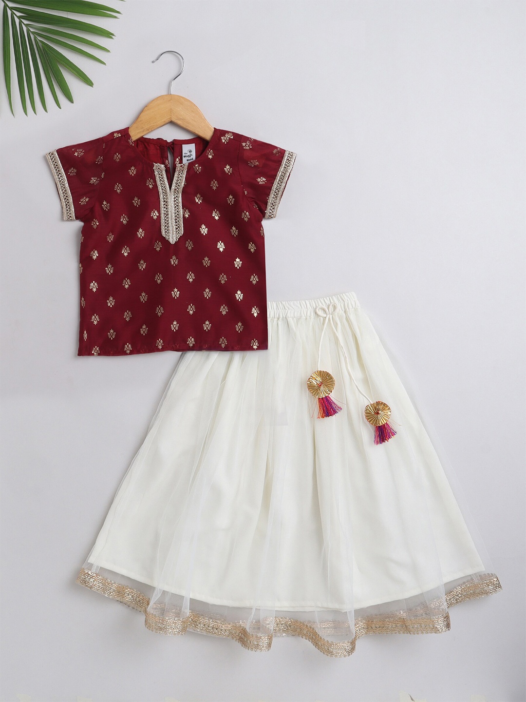 

The Magic Wand Girls Printed Ready to Wear Lehenga Choli, Maroon