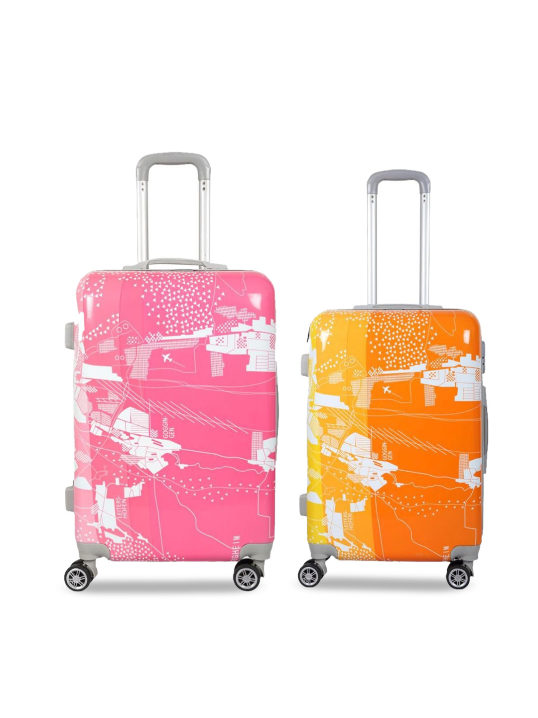 

Polo Class Set of 2 Printed Hard-Sided Trolley Suitcases, Pink